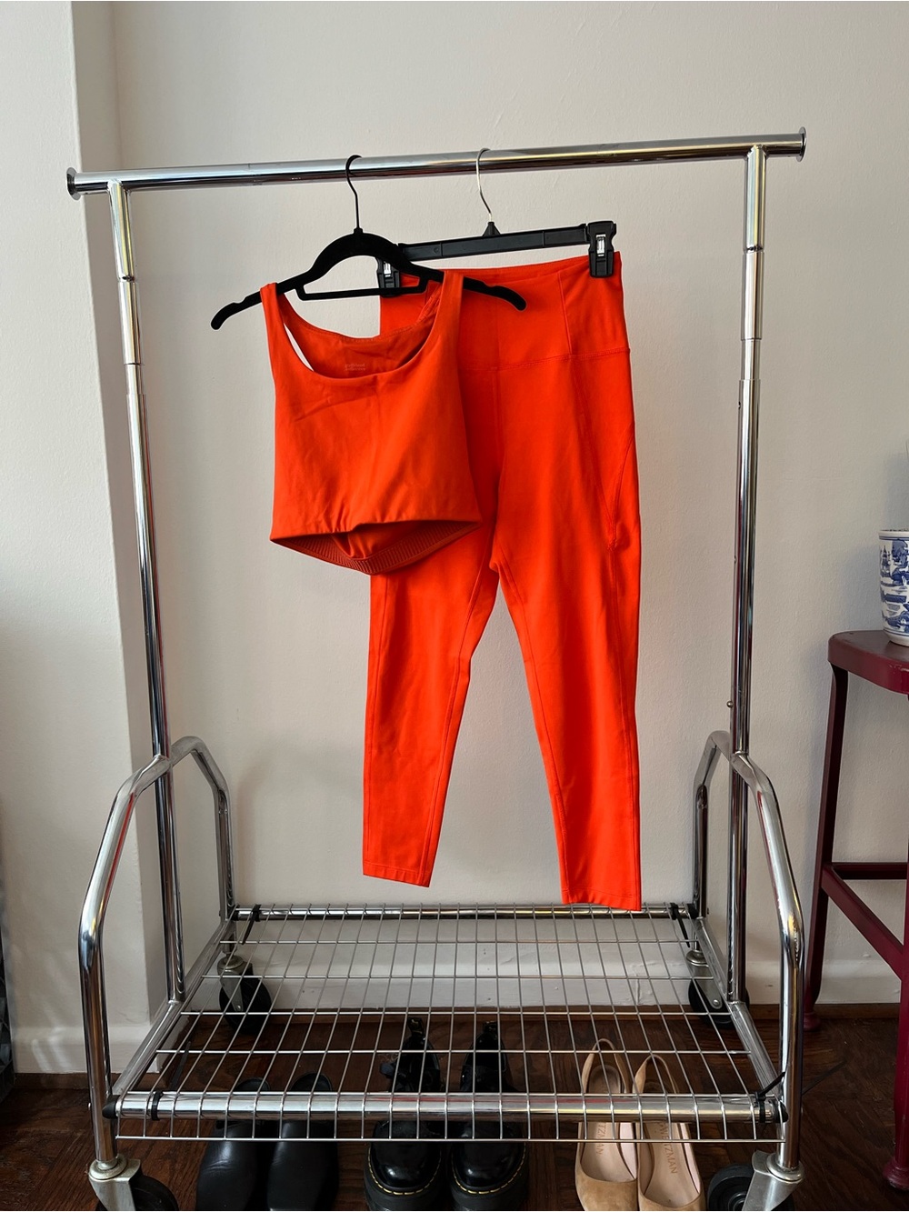 girlfriend collective Orange High-Rise Leggings and Crop Top Set